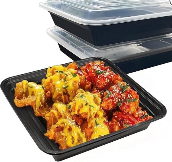 150 Pack 48oz Disposable RECTANGULAR Containers with Leakproof Lids,  BPA Free, Microwave/Dishwasher/Freezer Safe