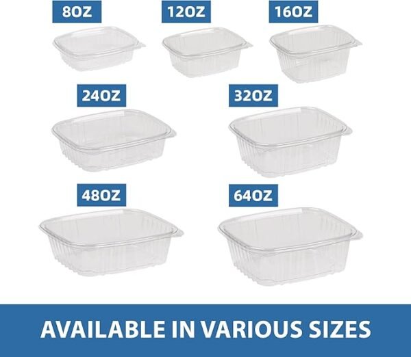 200 Count 16 oz  Clear PET Plastic Hinged-Lid Deli Container