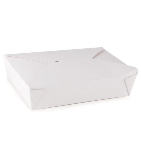 #2 White Microwavable Folded Paper Take Out Container 8.5"*6.25"*1.875" - 1 case (200 piece)