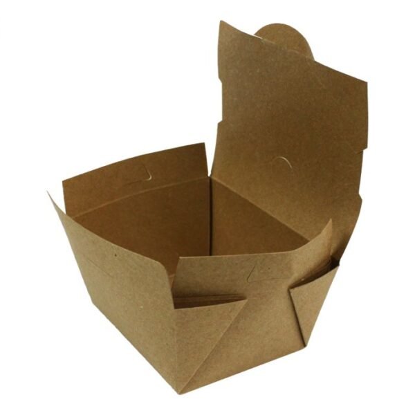 Flip Top #1 Kraft Vented Takeout Paper Box - 450/Case