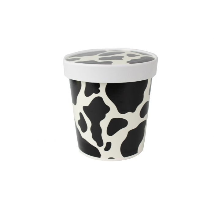 dairy_print_cup 16 oz Dairy Print Paper Ice Cream Container with Paper Lid Combo - 1 case (250 set) - Image 1