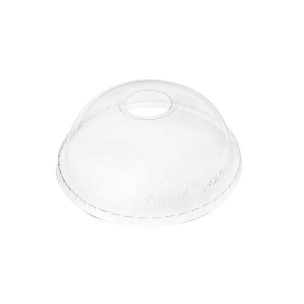 32 oz Clear Plastic Dome Lid With Hole For PET Cups (107mm) - 1 case (500 piece)