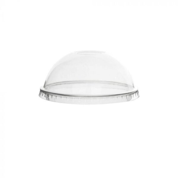95mm No Hole Clear Plastic Dome Lid For PET Cups - 1000/Case