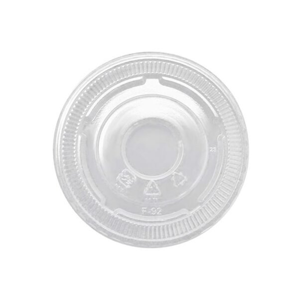 92mm Clear Plastic Flat Lid With No Hole For PET Cups (92mm) - 1 case (1000 piece)