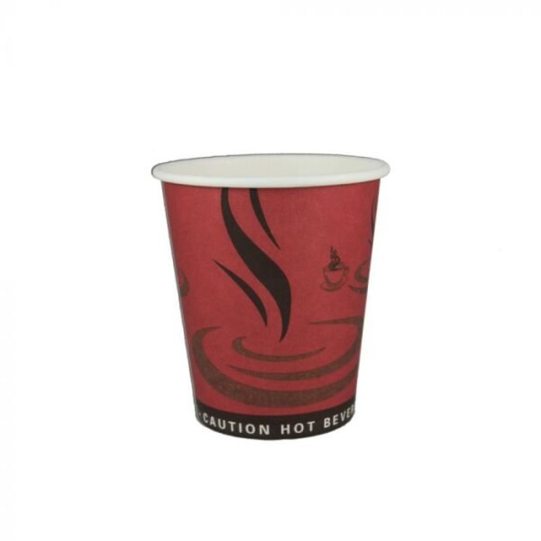 8 oz Red Print Single Wall Paper Hot Cup - 1 case (1000 piece)