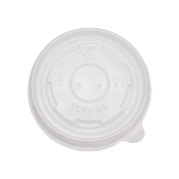 5 oz Translucent Plastic Flat Lid With Vent For Cold/Hot Paper Food Containers - 1000/Case