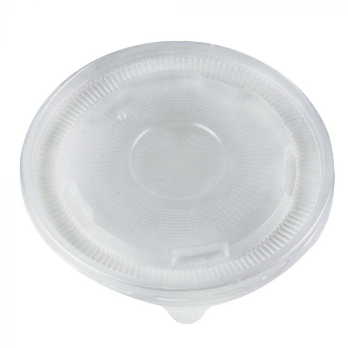 ycfl-20.1 20 oz Translucent Plastic Flat Lid With Pin Hole For Cold/Hot Paper Food Containers - 600/Case - Image 1