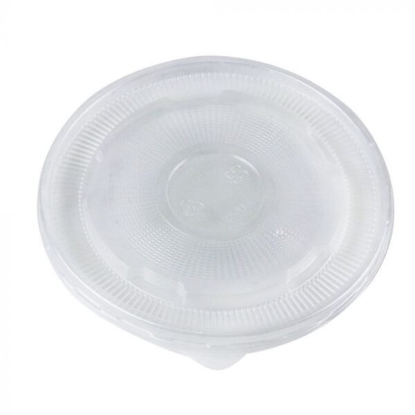 24-32 oz Translucent Plastic Flat Lid With Pin Hole For Cold/Hot Paper Food Containers - 600/Case