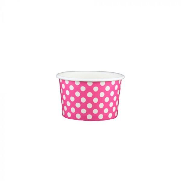 4 oz Polka Dot Pink Cold/Hot Paper Food Container - 1 case (1000 piece)