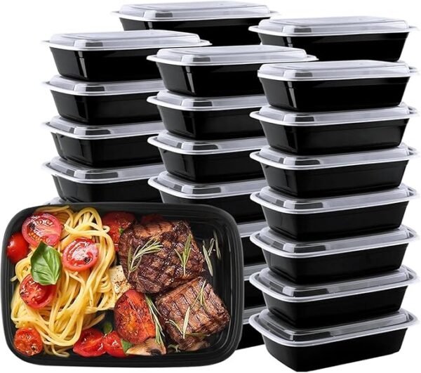 150 Pack 32oz Disposable Take Out Food Storage Containers with Leakproof Lids, Reusable Plastic To Go Lunch Boxes,