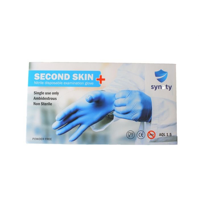 second_skin_glove-2_1 Second Skin Nitrile Blue Gloves (Powder Free) Medium Size - 1000/cs - Image 1