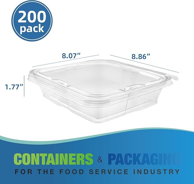 61bbZ0pvPDL._AC_SX679_ 150 Count 35 oz Tamper Resistant PET Plastic Hinged Deli Containers with Lid - Image 1