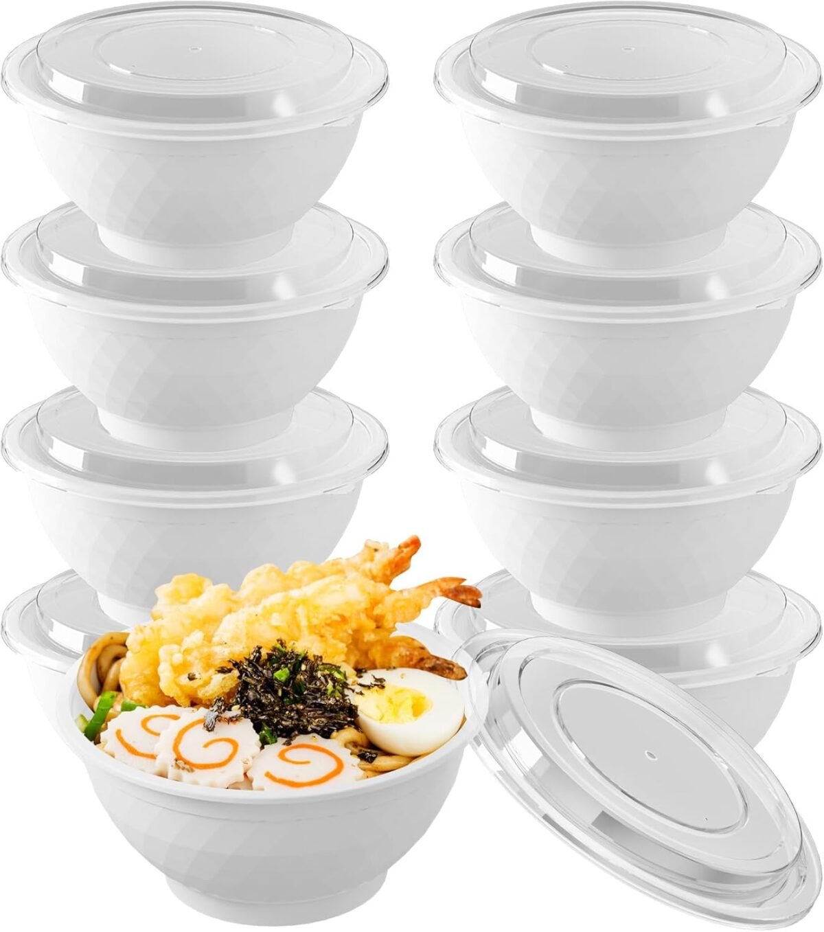 150 Sets 36OZ Disposable Plastic Bowls with Lids for Soup and Salad, Reusable Round To Go Food Storage Container, BPA Free, Microwave/Dishwasher/Freezer Safe - Image 1