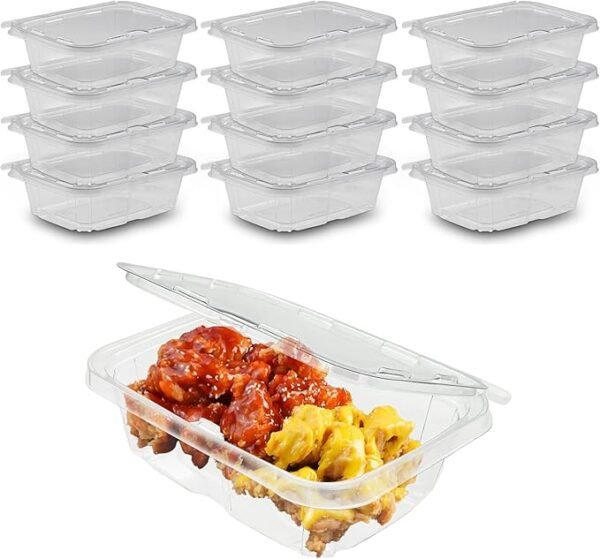 200 Count 32 oz Tamper Resistant PET Plastic  Hinged Deli Containers with Lid