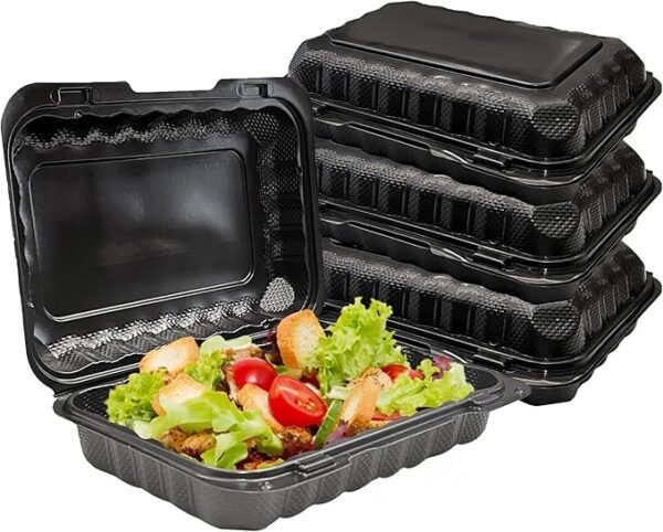 150 Pack Hinged To Go Food Containers, 9"x6" Clamshell Take Out Food Containers with Lids, Disposable Plastic