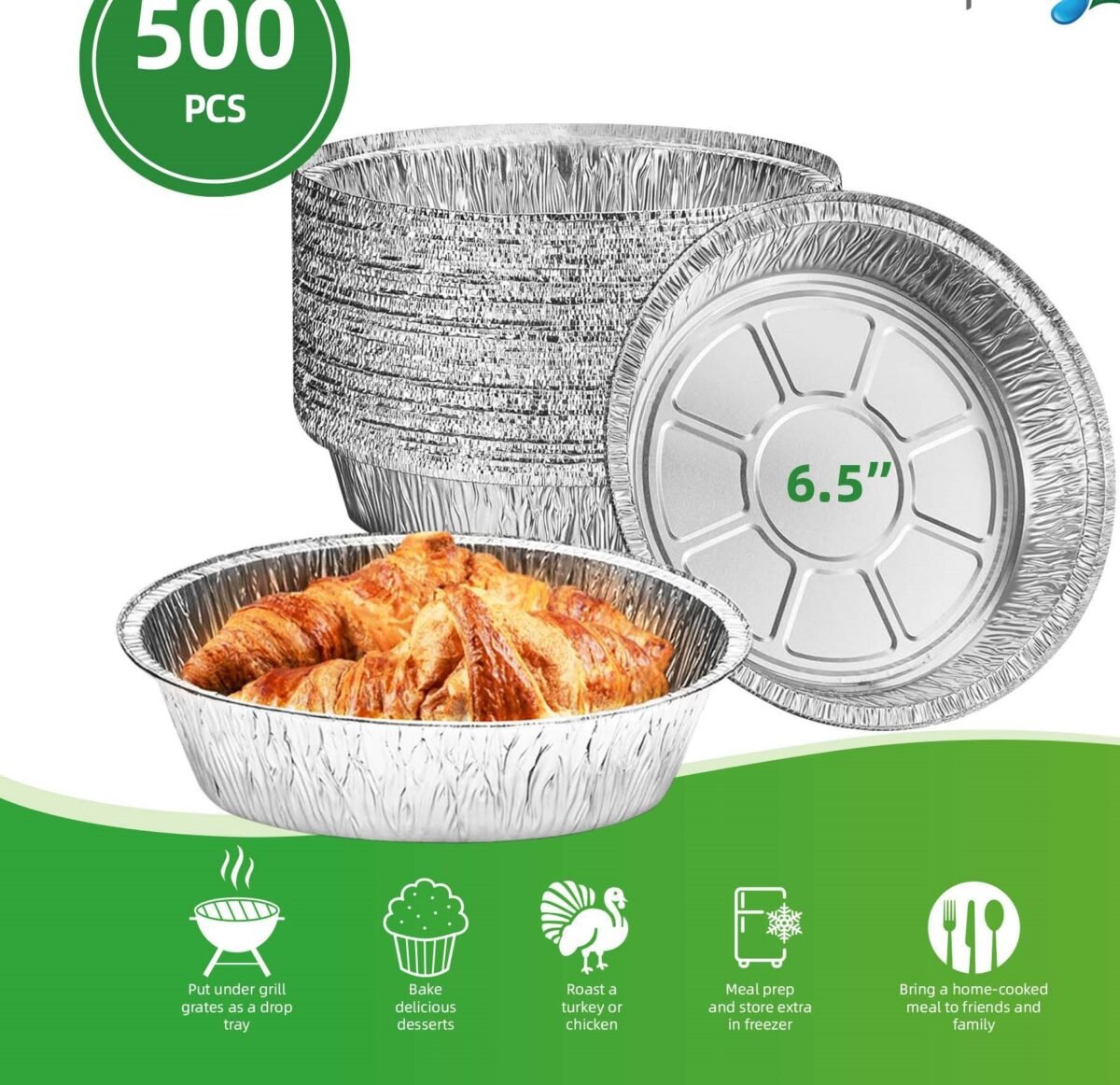 6.5" ROUND FOIL PANS HEAVY DUTY 500PCS/CTN - Image 1
