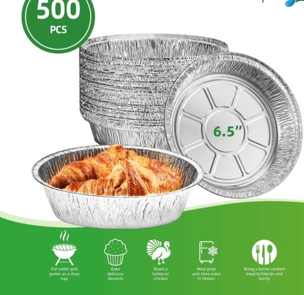 6.5" ROUND FOIL PANS HEAVY DUTY 500PCS/CTN