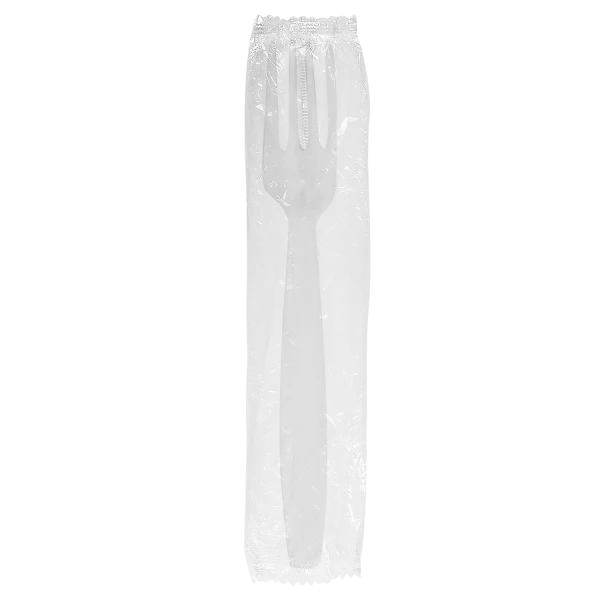 HEAVY WEIGHT WHITE PLASTIC FORK INDIVIDUALLY WRAPPED 1000PCS/CTN