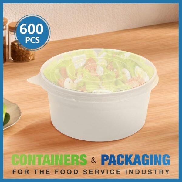 600 Packs PP Flat Lid for 21oz/25oz/28oz/34oz Disposable Paper Food Storage Containers, Soup Bowls, Ice Cream Salad Cups