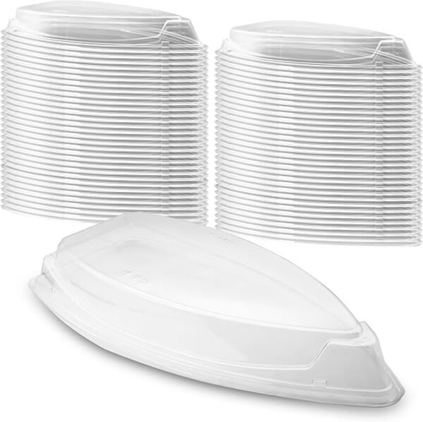 Lid for Boat-Shaped Sushi Tray (DZ-100B), Disposable Cover for Matching Sushi Boat Base 160PCS/CTN