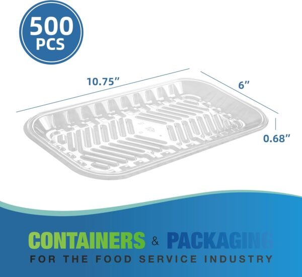 Clear PET Plastic Meat Tray 10 3/4" X 6" X 11/16", 500PCS, Suitable for Supermarkets & Food Service