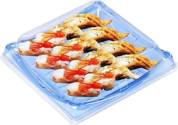 280-Set Disposable Blue Sushi Containers with Lids - Square Japanese-Style Takeaway Food Boxes 7.28"L x 7.28"W x 1.96"H