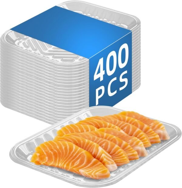 Clear PET Plastic Meat Tray 9 1/4" X 7 1/5" X 3/5", 400PCS, Suitable for Supermarkets & Food Service