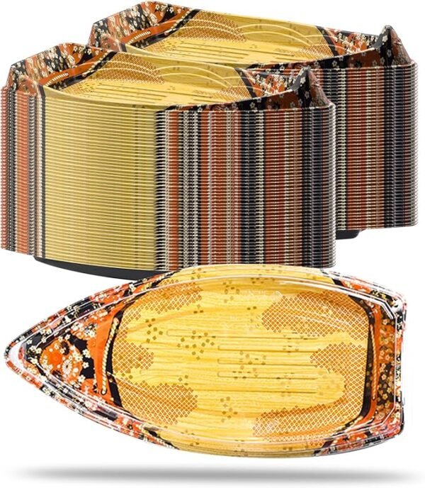 Premium Boat-Shaped Sushi Tray (Base), 240Pcs Large Disposable Sushi Boat Box,