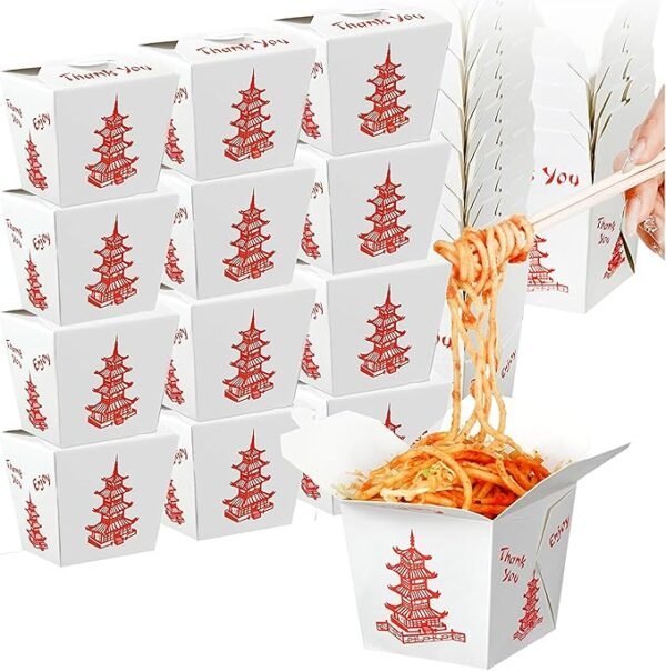 400 Pack 16oz Chinese Pagoda Paper Pail,Disposable Paper Take out Containers Chinese Food Boxes for Picnic, Restaurants